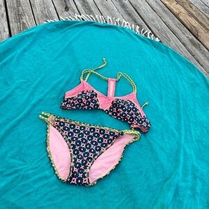 Xhilaration Pink and Navy Bikini Set